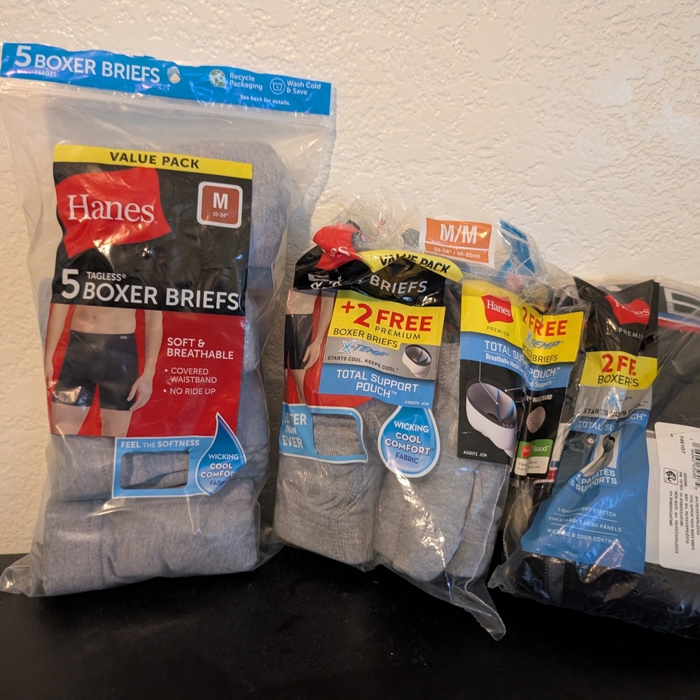 NEW Hanes Men's Boxer Briefs Assorted 8 Pack - Mostly Heather Gray